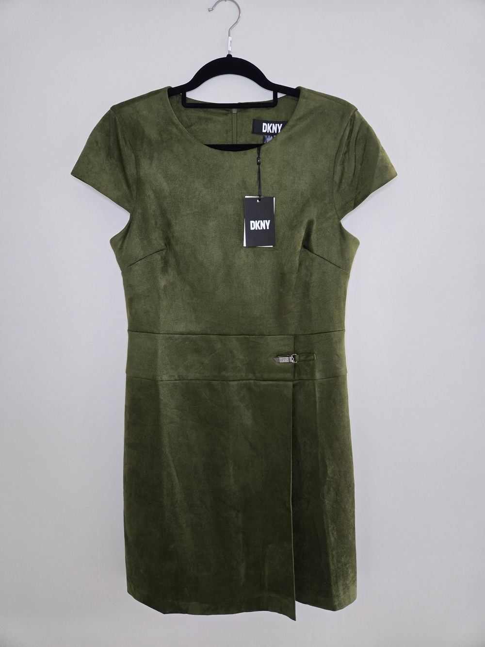 ⭐️ DKNY Olive Green Suede Cap Sleeve Sheath Dress - New With Tags